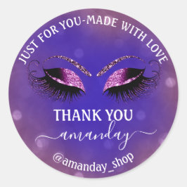 Dank Naam Boutique wimpers Shop Paarse Blauw Ronde Sticker