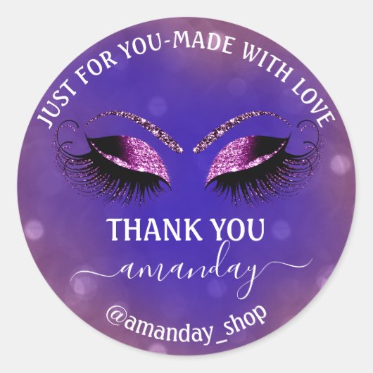 Dank Naam Boutique wimpers Shop Paarse Blauw Ronde Sticker (Voorkant)