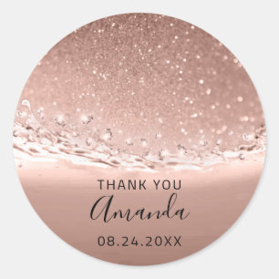 Dank Naam Datum Spark Bridal Roos Gold Ronde Sticker