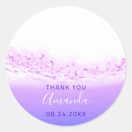 Dank Naam Datum Spark Bridal Roze Paarse Royal Ronde Sticker
