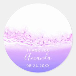 Dank Naam Datum Spark Bridal Roze Paarse Wit Ronde Sticker