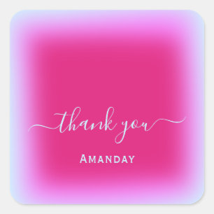 Dank Naam eenhoorn Roze Make-up Bruiloft Sweet16th Vierkante Sticker