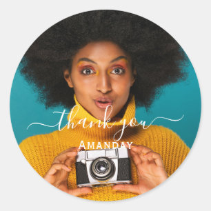 Dank Naam Foto  Pastel Bruids Sweet16 Ronde Sticker