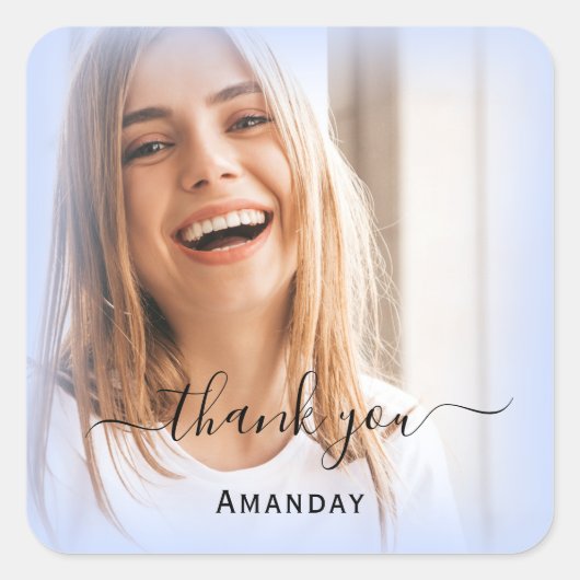 Dank Naam Frame Foto Bruids Sweet16th Vierkante Sticker (Voorkant)