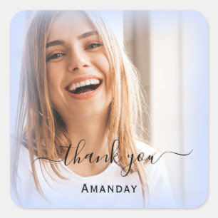 Dank Naam Frame Foto Bruidsfeest Sweet16th Vierkante Sticker