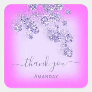 Dank Naam Glitter Bruids Sweet 16e Violet Roze Vierkante Sticker