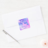 Dank Naam Holografisch Roze Bruids Koningsblauw Ko Vierkante Sticker (Envelop)