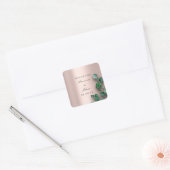 Dank Naam Roos Blush Eucalyptus Groene Bruiloft Vierkante Sticker (Envelop)