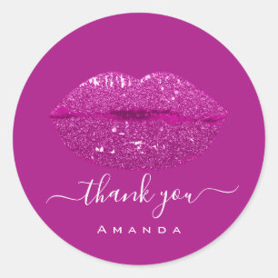 Dank Naam Sweet16th Bruids Roze Berry Kiss Lippen Ronde Sticker