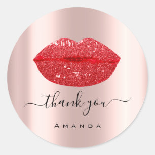 Dank Naam Sweet16th Bruids Roze Rode Lippen Ronde Sticker