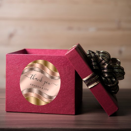 Dank Naam Sweet 16de Bruids Roze Goud Huwelijk Ronde Sticker