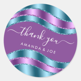 Dank Naam Sweet 16de Bruidsfeest Violet Teal Ronde Sticker