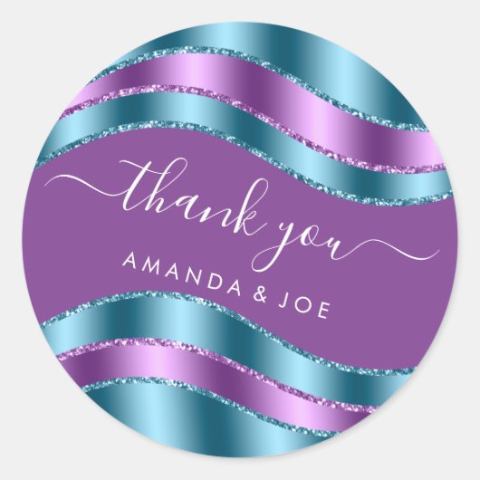 Dank Naam Sweet 16de Bruidsfeest Violet Teal Ronde Sticker (Voorkant)