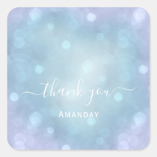 Dank Name Blauw Aqua Bruiloft Pastel Bruids- Sweet Vierkante Sticker (Voorkant)