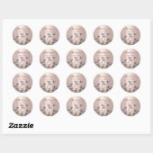 Dank Name Bruidsweide Wilde Bloem Roze Goud Ronde Sticker (Vel)