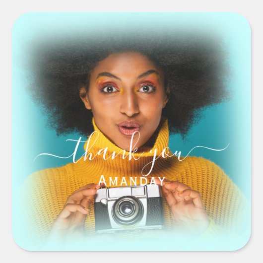 Dank Name Foto BLAUWE LIS Bridal Sweet16 Vierkante Sticker (Voorkant)