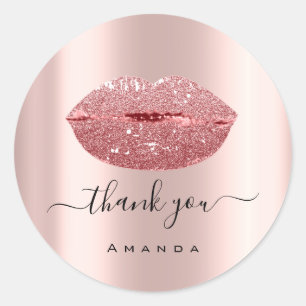 Dank Name Sweet16th Roze Roos. Kus LIPPEN Ronde Sticker