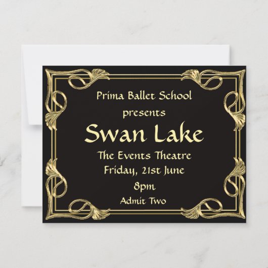 DANK OF THEATER PRODUCTION TICKET INVITATION KAART (Achterkant)