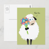 Dank ooien schapen met bloemen Dank u Briefkaart (Voorkant / Achterkant)