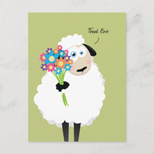 Dank ooien schapen met bloemen Dank u Briefkaart