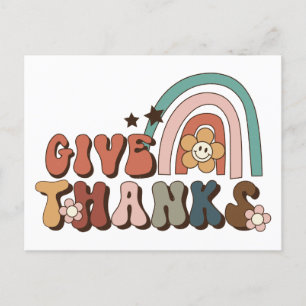 Dank Retro Regenboog Thanksgiving Briefkaart