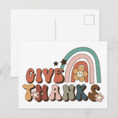 Dank Retro Regenboog Thanksgiving Briefkaart (Voorkant / Achterkant)