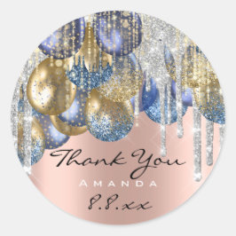 Dank Roos Ballons Blue Silver ter gelegenheid van  Ronde Sticker