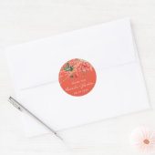 Dank Roos Naam Datum Wit Koraal Golden String Ivy Ronde Sticker (Envelop)