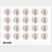 Dank Rose Goud Naam Datum Zwart Zilver Grijs Drupp Ronde Sticker (Vel)