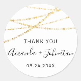 Dank Rose Naam Datum Wit Gouden Lichten Simpelweg Ronde Sticker