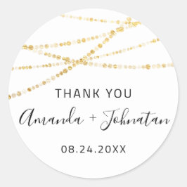 Dank Rose Naam Datum Wit Gouden Lichten Simpelweg Ronde Sticker