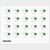 Dank Save The Date Naam Vierbladige Klaver Wit Ronde Sticker (Vel)