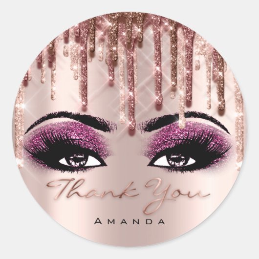 Dank Script Berry Makeup Roos Eyelash 3D drip Ronde Sticker (Voorkant)