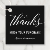 Dank Script Geniet van uw aankoop Zwart Bedankjes Labels (Voorkant)