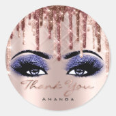 Dank Script Navy Makeup Roos Eyelash 3D drip Ronde Sticker (Voorkant)