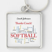 Dank Softbal Coach Woorden Van Groep, Team, Rood Sleutelhanger (Voorkant)