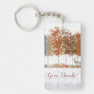 Dank Thanksgiving Bomen en Eenzame Herten Sleutelhanger