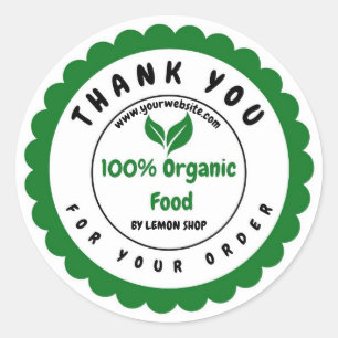 Dank u 100% biologisch voedsel aanpassen cirkel ronde sticker