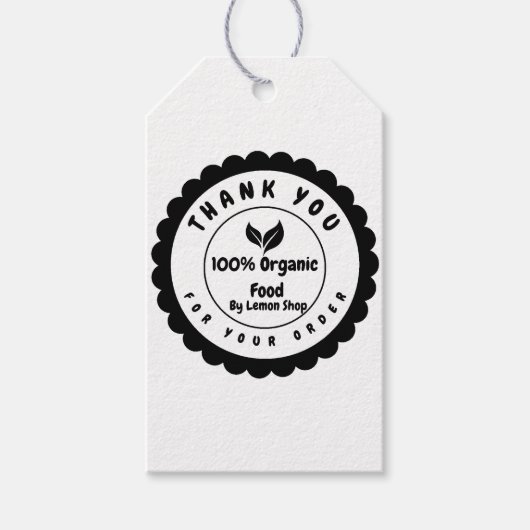 Dank u 100% biologisch voedsel cadeaulabel (Voorkant)