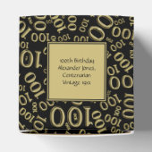 "Dank u": 100e verjaardagsfeestje goud/zwart thema Bedankdoosjes (Bovenkant)