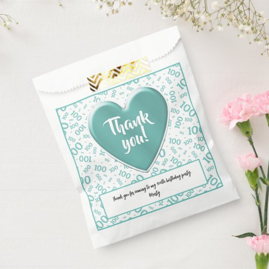 Dank u 100e Willekeurige Getal Patroon Blauwgroen/ Bedankzakje (Gezegeld)
