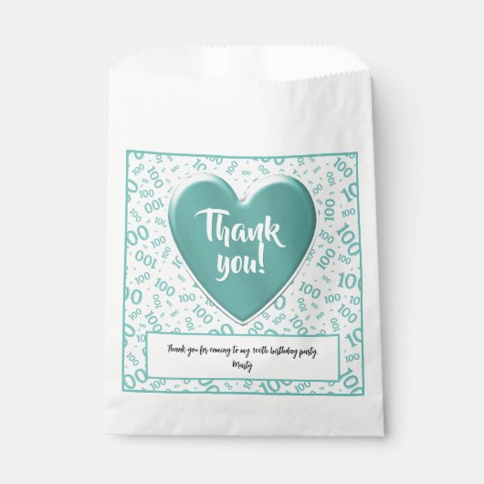 Dank u 100e Willekeurige Getal Patroon Blauwgroen/ Bedankzakje (Voorkant)