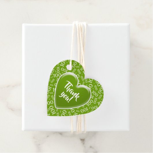 Dank u 100e Willekeurige Getal Patroon Groen/Wit Bedankjes Labels (In situ)