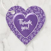 Dank u 100e Willekeurige Getal Patroon Paarse/Wit Bedankjes Labels (Voorkant)