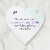 Dank u 100e Willekeurige Getal Patroon Paarse/Wit Bedankjes Labels (Achterkant)