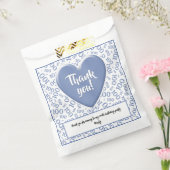 Dank u 100e willekeurige nummer patroon blauw/wit bedankzakje (Gezegeld)