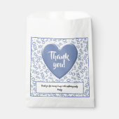Dank u 100e willekeurige nummer patroon blauw/wit bedankzakje (Voorkant)
