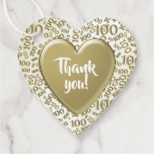 Dank u 100e willekeurige nummer patroon goud/wit bedankjes labels (Voorkant)