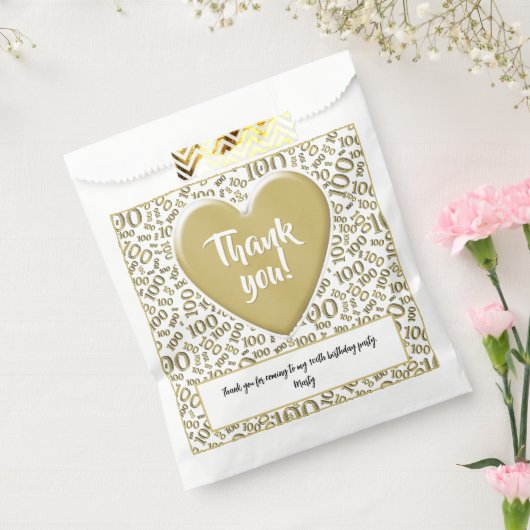Dank u 100e willekeurige nummer patroon goud/wit bedankzakje (Gezegeld)