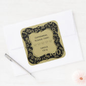 Dank u: 100th Nummerpatroon Gouden/Zwarte Steun Vierkante Sticker (Envelop)